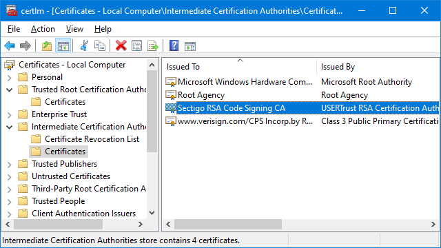 Intermediate Certification Authorities Certificates