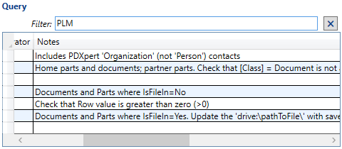 PDXplorer PLM export query notes