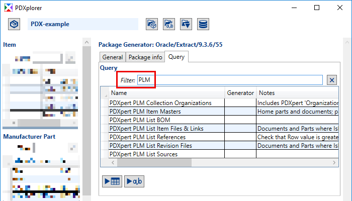 PDXplorer PLM export queries