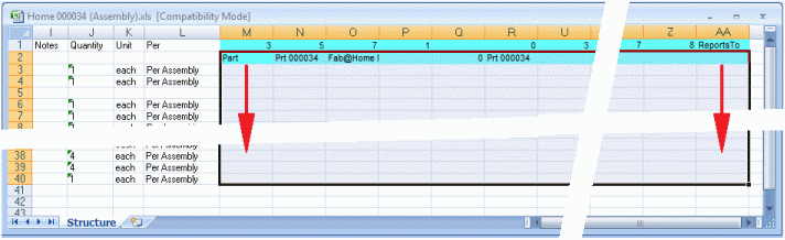 Selecting the area to fill from row 2