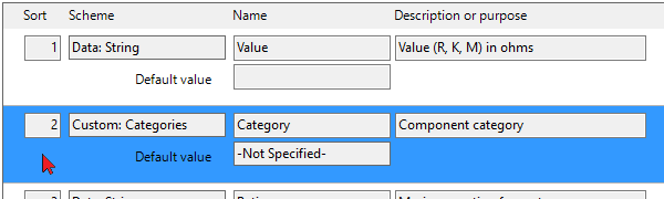 Custom attribute row selection