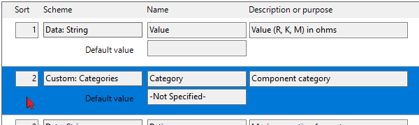 Custom attribute row selection