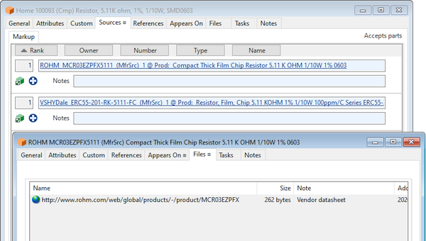 OrCAD example resistor approved sources with link to datasheet