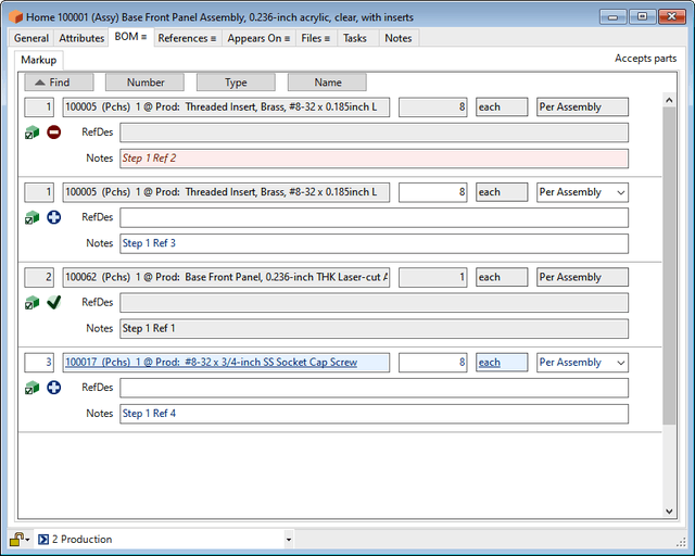 PDXpert PLM software bill of materials Markup