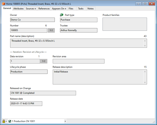 PDXpert PLM software part window