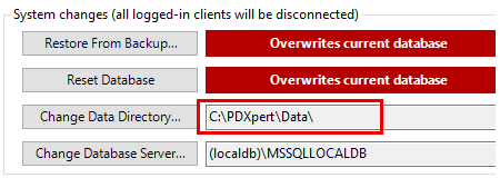 PDXpert Server data directory