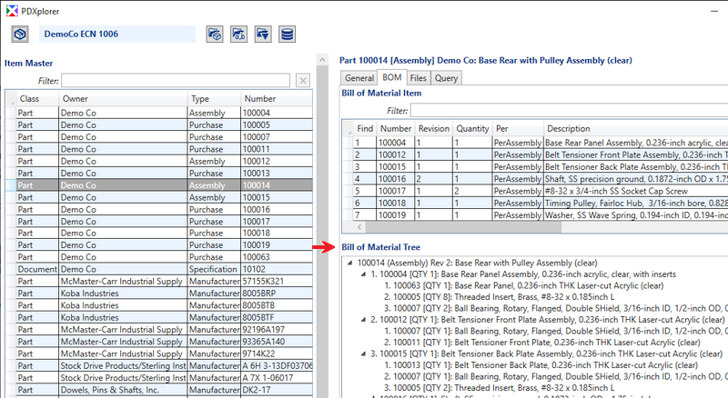 PDXplorer software can show approved markup changes