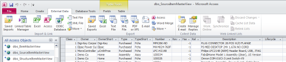 PDXpert PLM software view within Access