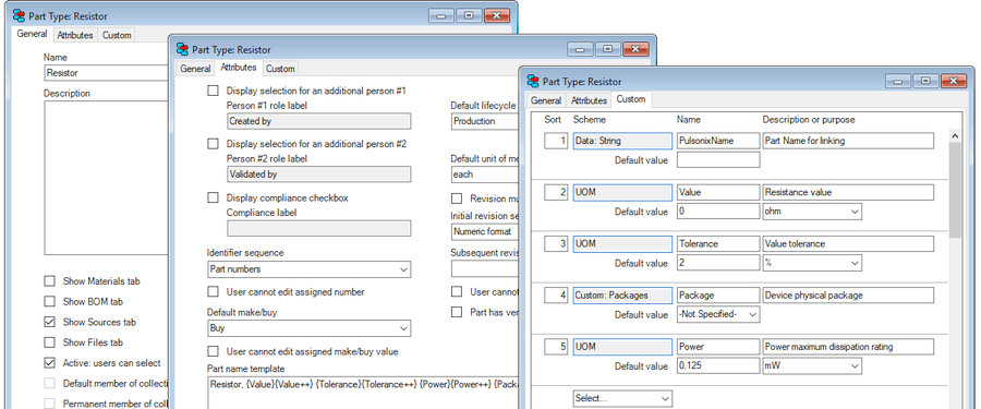 Resistor part type definition for Pulsonix EDA