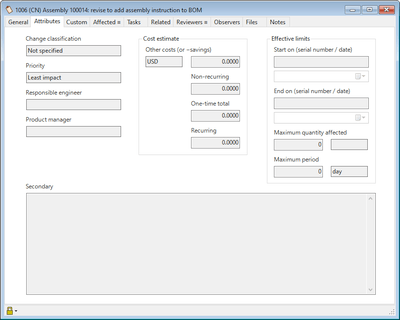 PDXpert 14.0 Change Attributes page