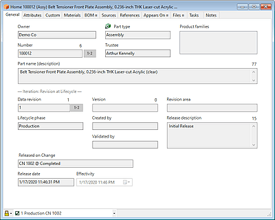 PDXpert 14.0 Part General page