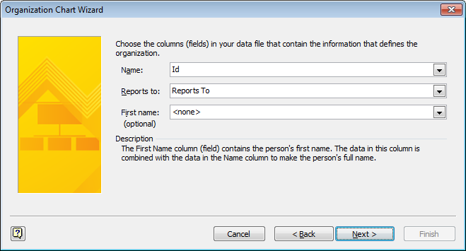 Defining the item identity columns