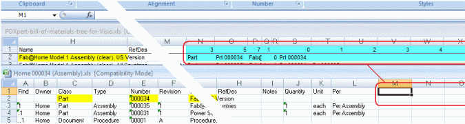 Copying the formulas from the template into the structure list