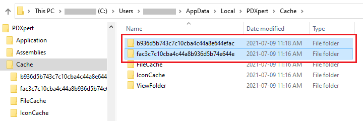 AppData Local Cache folder