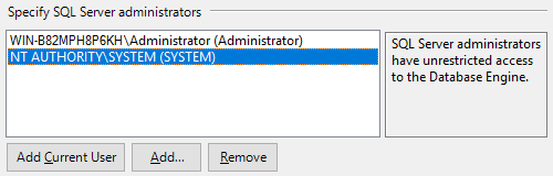 SQL Server administrators list