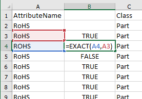 Custom attribute case compare in Excel